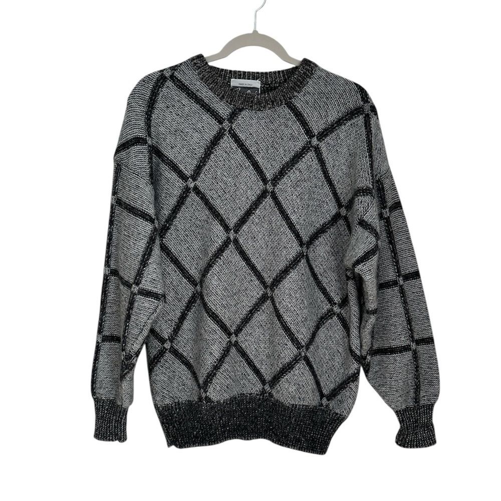 Corneliani Made in Italy Wool Alpaca Blend Sweater Men’s Small Gray Windowpane